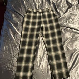 Black and gray plaid flannel pull on pants Size L RUNS SMALL